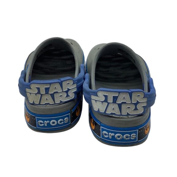 Star Wars X-Wing Kids Crocs Clogs Strap Gray & Blue Child Size 10 - Picture 3 of 6
